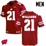 Men's Wisconsin Badgers NCAA #21 Caesar Williams Red Authentic Under Armour Stitched College Football Jersey VM31B07PS